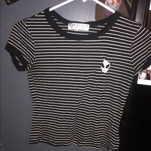 Selling a black and white crop top with an alien